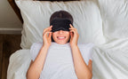 Black fabric sleep mask with funny serving c design for comfortable restful sleep and light blocking