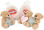 Tan plush Cheeky Chappies bears holding heart and star-shaped decorative items from poke the bear collection